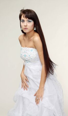 woman as a snow queen with flying hairの写真素材