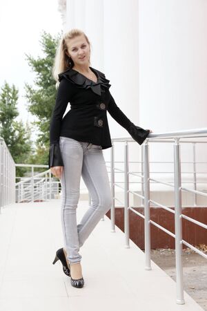 The Portrait of charming cute girl, outdoorsの写真素材