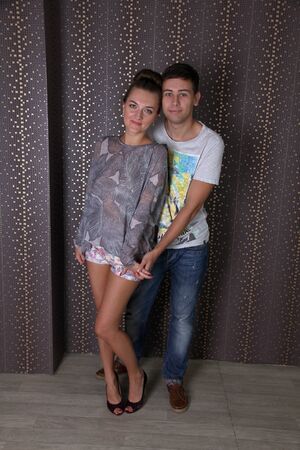 The nice couple in love in studioの写真素材
