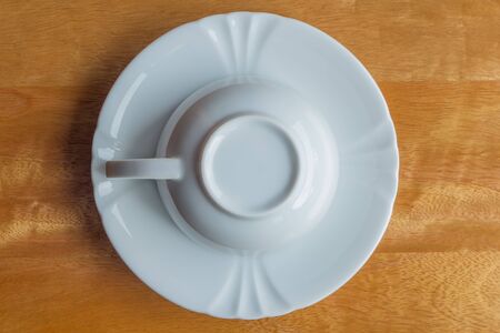 coffee cup on the woodの写真素材