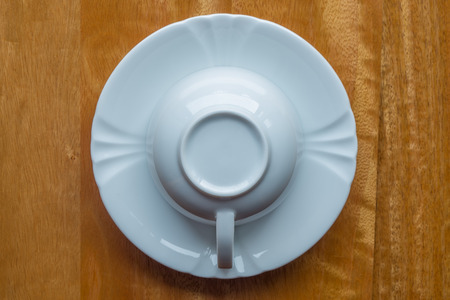 cup on the woodの写真素材