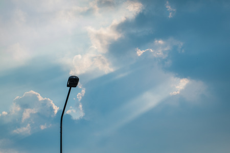 a light poles and the sunの写真素材