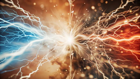 Abstract background with lightning effect. 3d rendering toned image double exposure