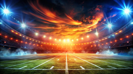 lights at night and stadium. 3d illustration.の写真素材
