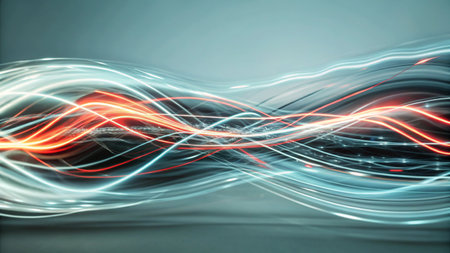 Abstract light lines background, futuristic wavy illustration, 3D rendering