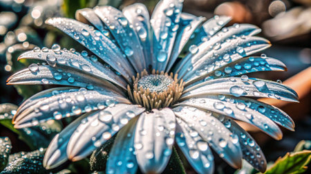 Close up of beautiful Chrysanthemum flower with water drops, Thailand.の写真素材