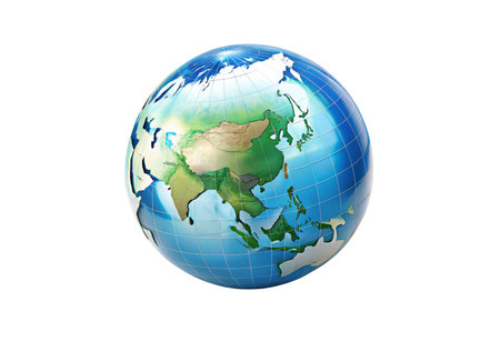Globe with map of the world on a white background. 3d renderの写真素材