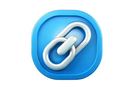 3d illustration of blue link icon in the form of a buttonの写真素材