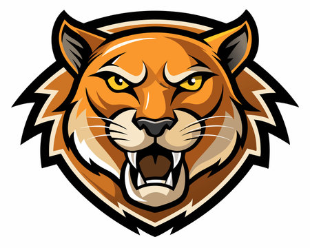 Vector illustration of a tiger head mascot. Isolated on white background.のイラスト素材