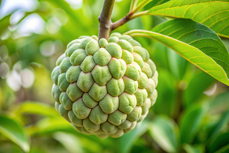 Custard apple or Sugar apple fruit on tree in the garden
