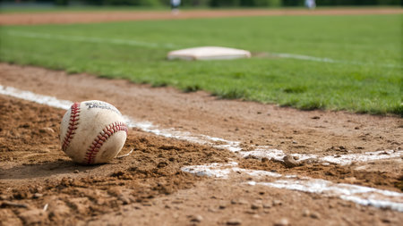 Baseball on the field with copy space