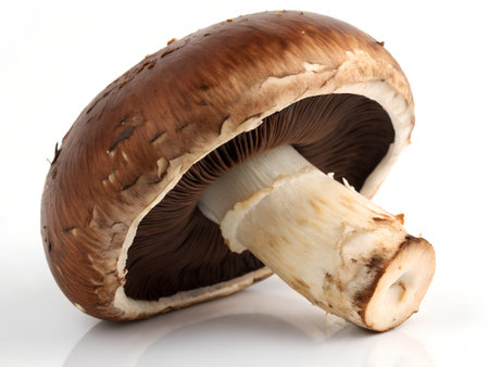 Champignon mushroom isolated on white background. Close up. Studio shot.の写真素材
