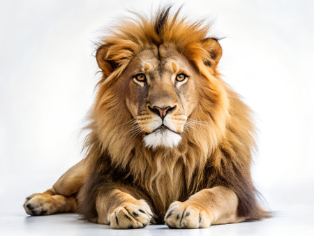 Portrait of a lion on a white background. Studio shot.の写真素材