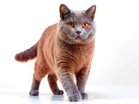 British shorthair cat on white background. Studio shot. Isolated.の写真素材