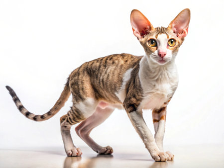 Portrait of a purebred bengal cat on a white background