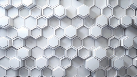 Abstract 3d rendering of white hexagon background. Pattern of hexagons.の写真素材