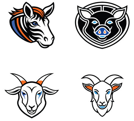 Goat head icon set. Vector illustration ready for vinyl cutting.のイラスト素材