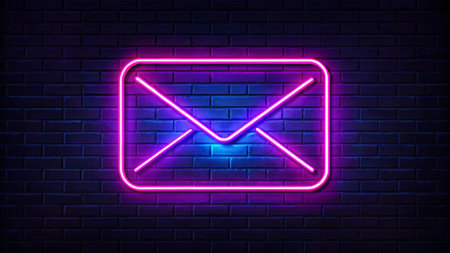 Email neon sign on brick wall background. Vector illustration EPS 10.の写真素材
