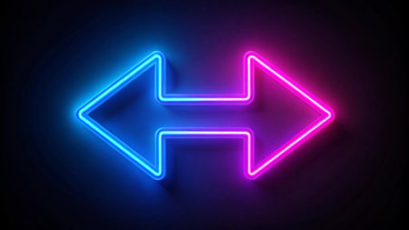 Neon arrow sign on dark background. Vector illustration. Eps 10の写真素材