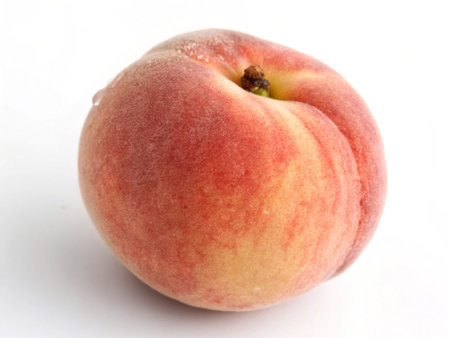 Ripe peaches on a white background. Close-up.の写真素材