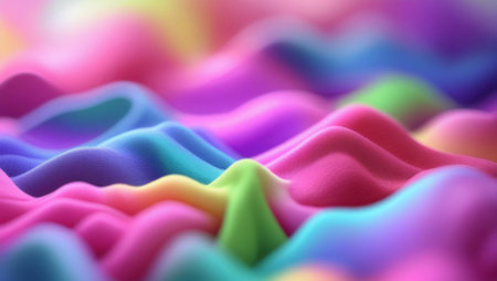 Abstract 3d rendering of wavy surface. Colorful background with dynamic waves.