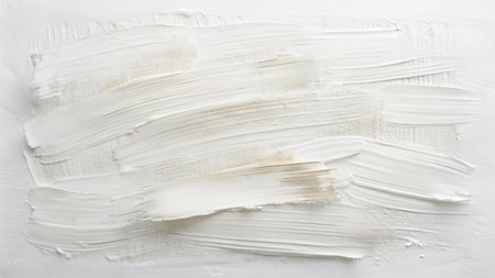 White acrylic paint brush strokes texture on white background. Abstract art background.の写真素材