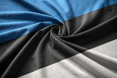 Estonia flag texture crumpled up with light and shadowsの写真素材