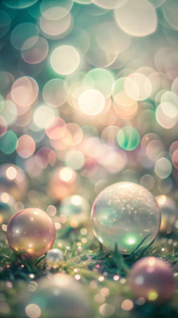 Christmas background with bokeh lights and ornaments, retro tonedの写真素材