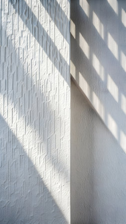 White wall with shadow and sunlight in the morning, Abstract background.