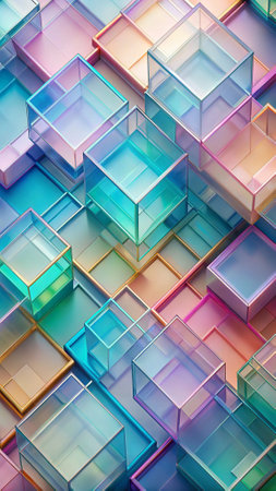 abstract background made of colorful glass cubes. 3d render illustrationの写真素材