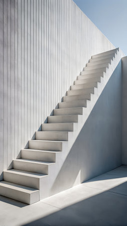 White stairs in modern office building. Architectural background. Modern architectureの写真素材