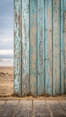 Wooden wall in the desert with empty space for your text.の写真素材