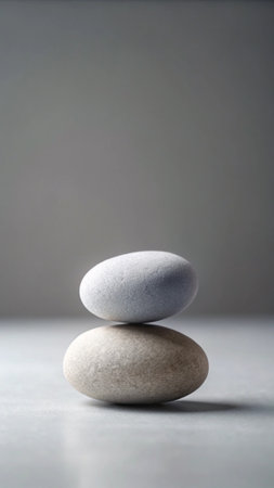 Pebbles on a gray background. Zen and meditation concept.の写真素材