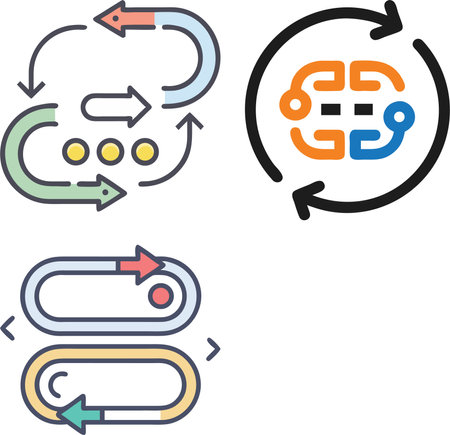 Rotate arrows icon set, line art style design, vector illustrationのイラスト素材