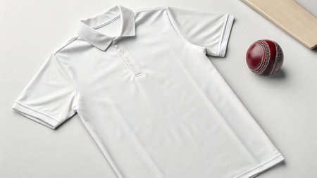 White polo t-shirt mockup with baseball ball on white backgroundの写真素材