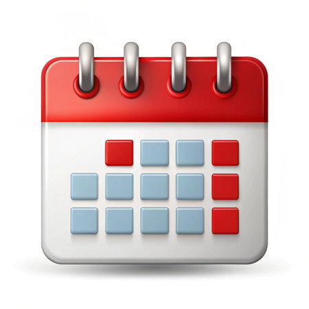 Calendar icon on a white background. 3d render illustration.の写真素材