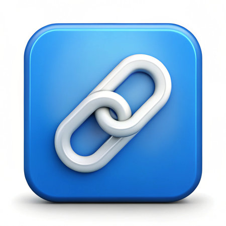 Chain link icon on white background. 3D rendering. Isolated.の写真素材