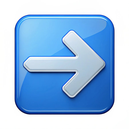Blue arrow icon on a white background, 3d render, square imageの写真素材