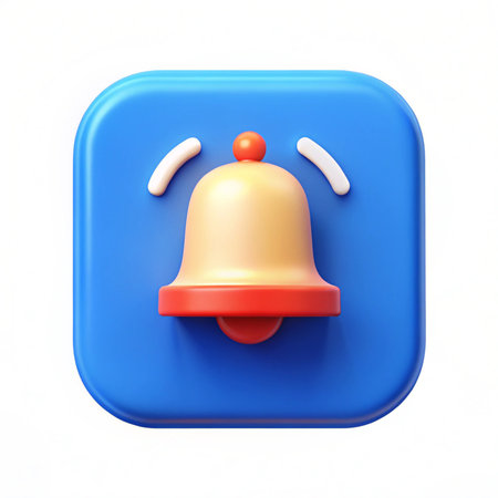 Alarm bell icon on a white background. 3d rendering.の写真素材