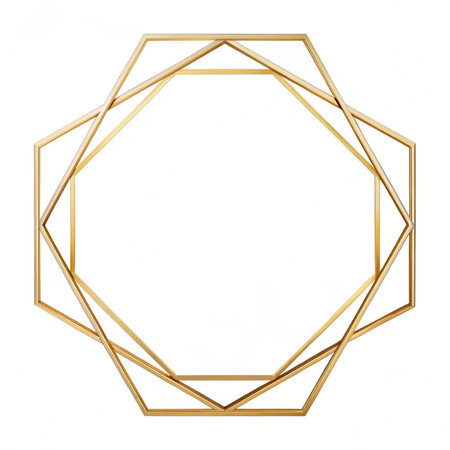 Golden geometric frame isolated on white background. 3d render illustration.