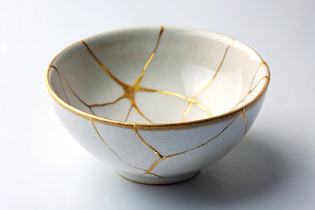 Ceramic bowl isolated on white background. Close up view.の写真素材