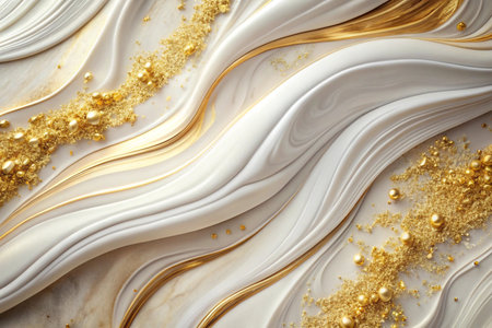 Marble abstract background with gold glitter. 3d render illustration.