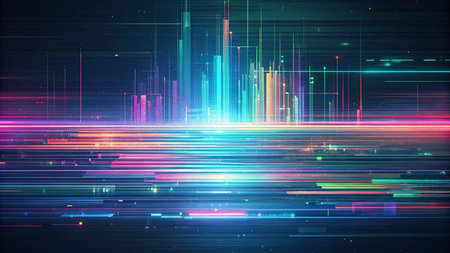 Futuristic technology background with glowing lines and bokeh effect