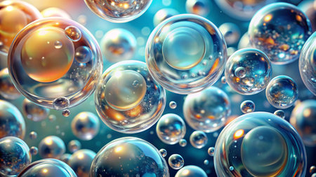 Abstract background with colorful bubbles. 3d rendering, 3d illustration.の写真素材