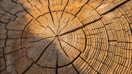 Old wood texture. Abstract background for design with rings and cracks.の写真素材