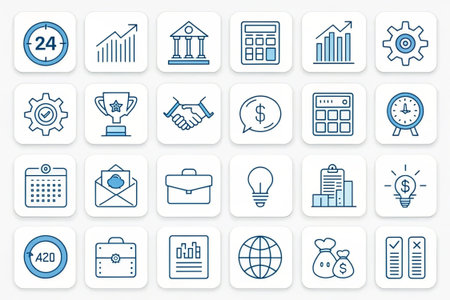 Business and finance icons set. Outline vector icons for web designの写真素材
