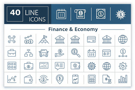 Finance and Economy Line Icons Set. Vector Illustration.の写真素材