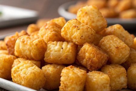 Fried nuggets on a plate, close-up.の写真素材