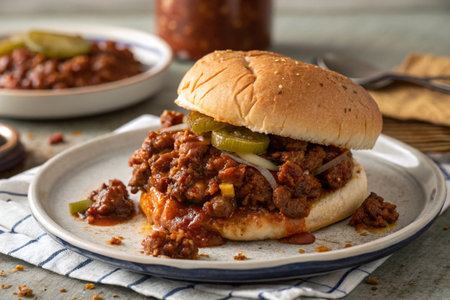 Beef Hamburger with Jalapenos on a rustic backgroundの写真素材