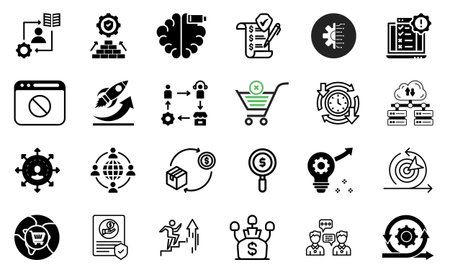 Business icons set. Vector illustration. Black and white flat design.のイラスト素材